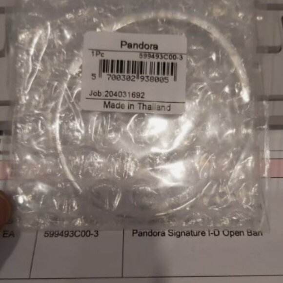Authentic PANDORA Sterling Silver Signature I-D Open Bangle 599493C00-3 - Picture 13 of 15
